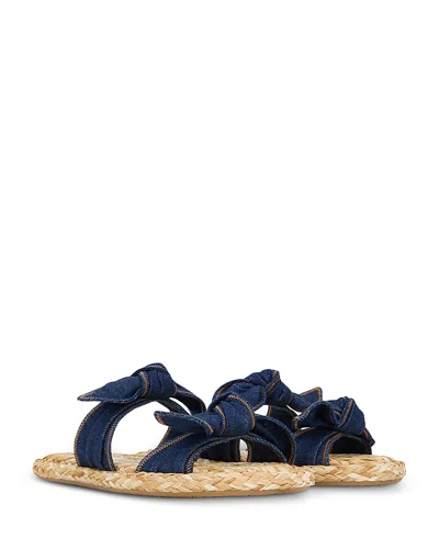 Zimmermann Carousel Bow-detail Woven-sole Flat Sandals In Blue