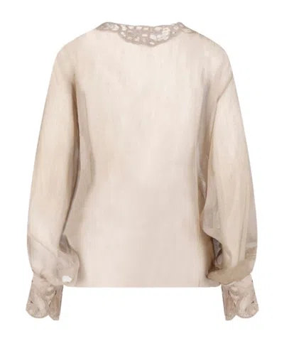 Ermanno Scervino Embroidered Panel Top In Neutral