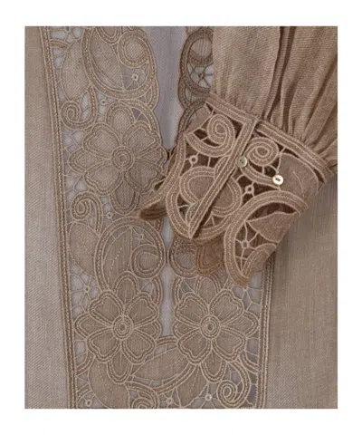 Ermanno Scervino Embroidered Panel Top In Neutral