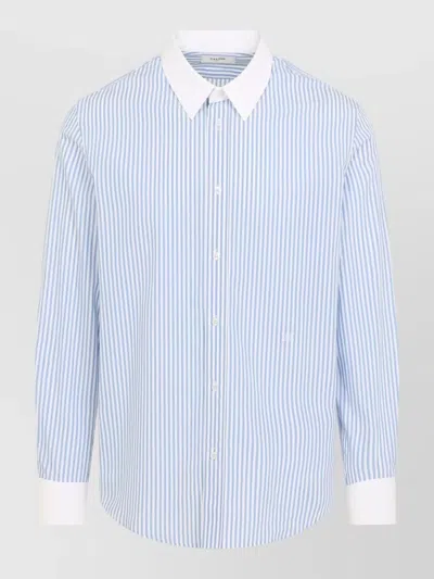 Celine Shirt Button Down Collar Striped Pattern In Blue