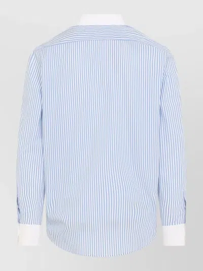 Celine Shirt Button Down Collar Striped Pattern In Blue