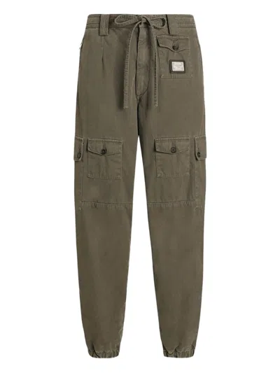 Dolce & Gabbana Drawstring Cargo Pants In Gray