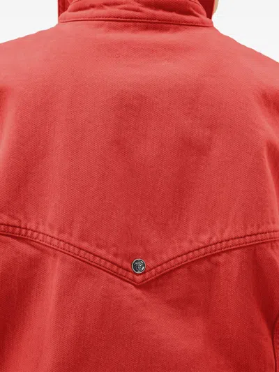 Versace Oversized Blouson Denim Jacket In Red