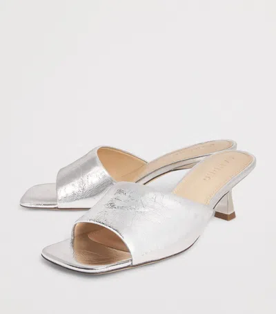 Sandro Paris Metallic Leather Heeled Mules 55