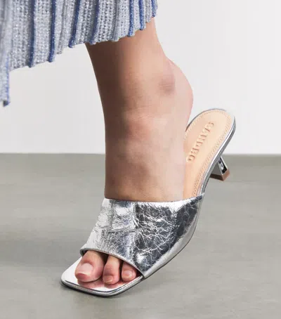Sandro Paris Metallic Leather Heeled Mules 55