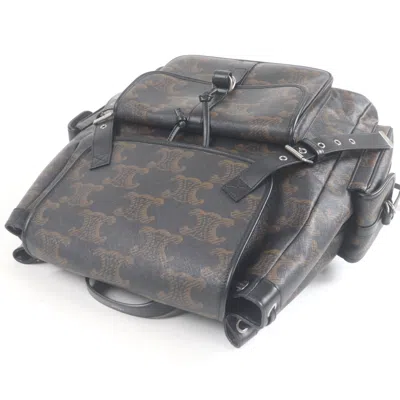 Pre-owned Celine Black Brown Coated Canvas Backpack () In Multi