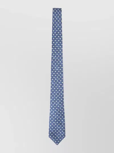 Kiton Slim Tie Pointed Tip Floral Pattern In Blue