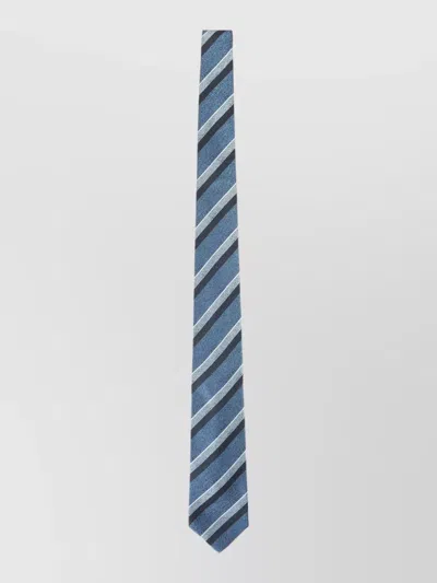 Kiton Wide Tie Diagonal Striped Pattern Design In Blue