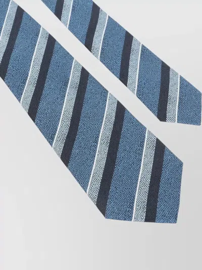 Kiton Wide Tie Diagonal Striped Pattern Design In Blue