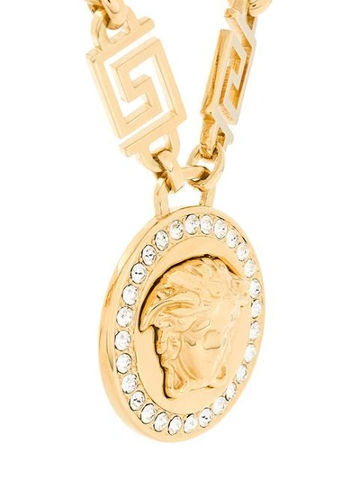 Shop Versace Medusa Gem Necklace In Metallic