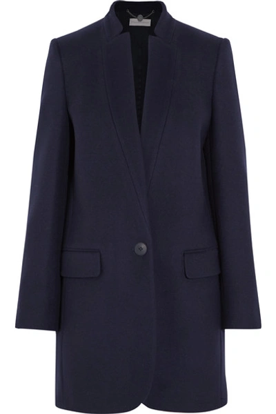 Stella Mccartney 'bryce' Melton Wool Blend Coat In Midnight Blue