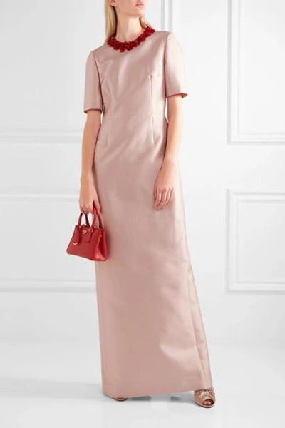 Shop Prada Embellished Wool And Silk-blend Gown