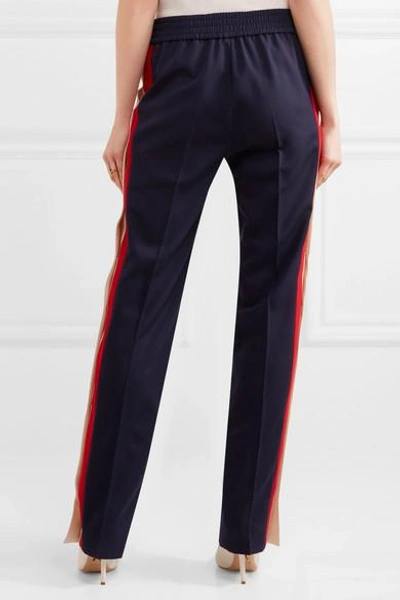 Shop Gucci Striped Wool-blend Crepe Track Pants