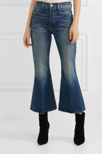 Shop Frame Rigid Re-release Le Cropped High-rise Slim-leg Jeans In Mid Denim