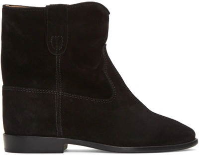 Isabel Marant Black Suede Crisi Boots In 02fk Faded Black |