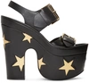 STELLA MCCARTNEY Black Platform Buckles Stars Sandals