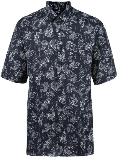 Lanvin Koi Print Sport Shirt In Blue