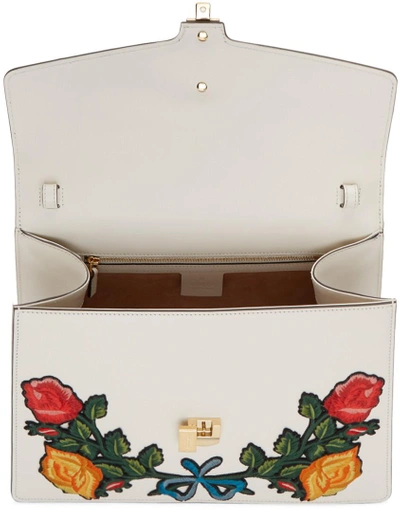 Shop Gucci White Medium Sylvie Bag In 8406 White/brb/multi