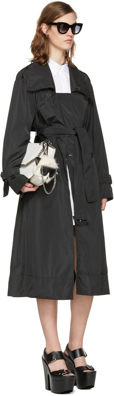 Shop Stella Mccartney Ivory Croc-embossed Flap Shoulder Bag