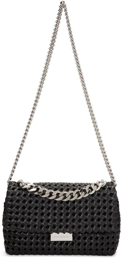 Stella Mccartney Becks Medium Woven Faux-leather Shoulder Bag In Black