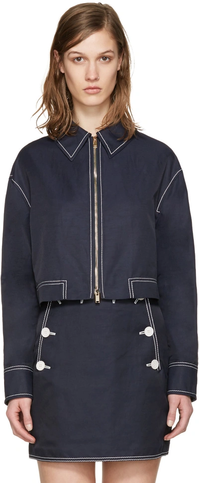 【STELLAMCCARTNEY】 navy blue fur jacket （関税送料込） STELLA McCARTNEY ネイビージャケット（Stella McCartney Navy