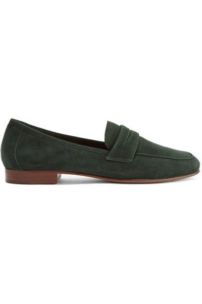 Shop Mansur Gavriel Classic Suede Loafers In Emerald