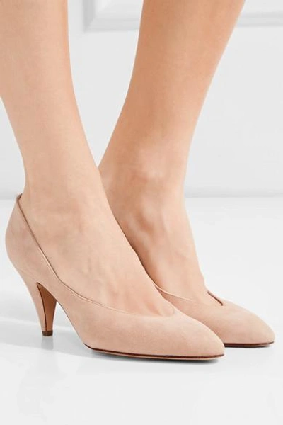 Shop Mansur Gavriel Classic Suede Pumps In Sand