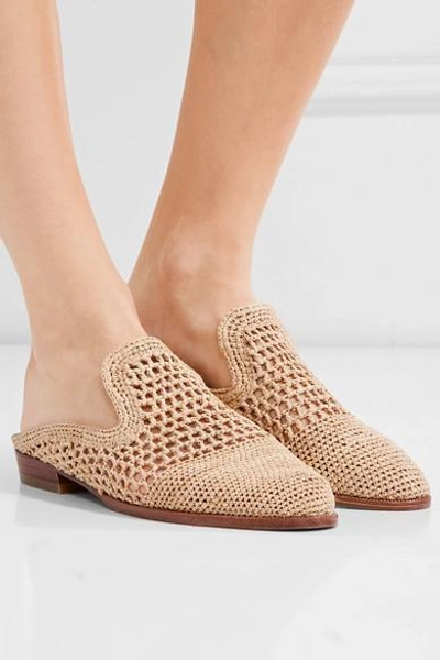 Shop Robert Clergerie Antes Raffia Slippers