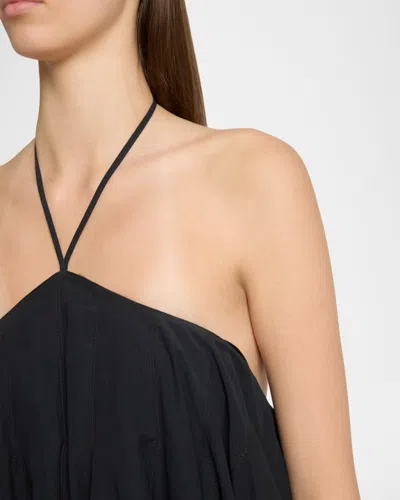 Jacquemus Courte Asymmetric Cotton-blend Crepon Halterneck Dress In Black