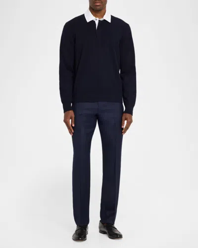 Dunhill Collared Long-sleeved Sweatshirt In Blue