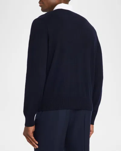 Dunhill Collared Long-sleeved Sweatshirt In Blue