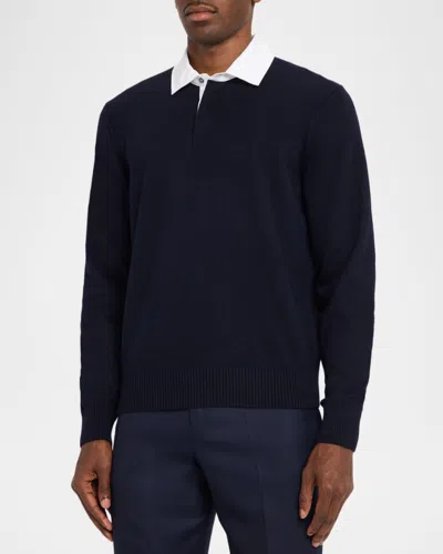 Dunhill Collared Long-sleeved Sweatshirt In Blue