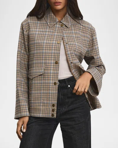 Veronica Beard Kasper Plaid-pattern Embellished-collar Jacket In Brown