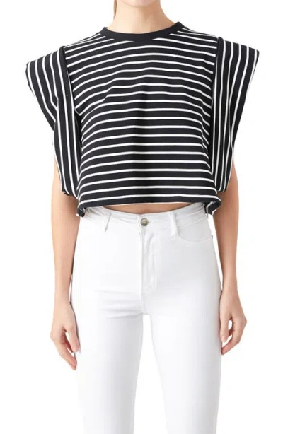 Endless Rose Stripe Crop T-shirt In Multi