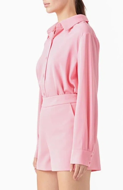 Endless Rose Solid Button-up Shirt In Pink