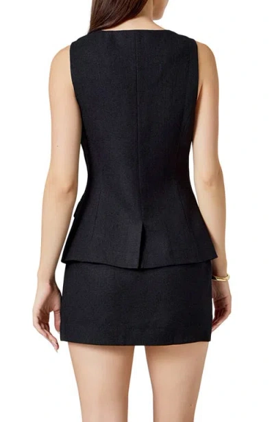 Endless Rose Tweed Button Vest In Black