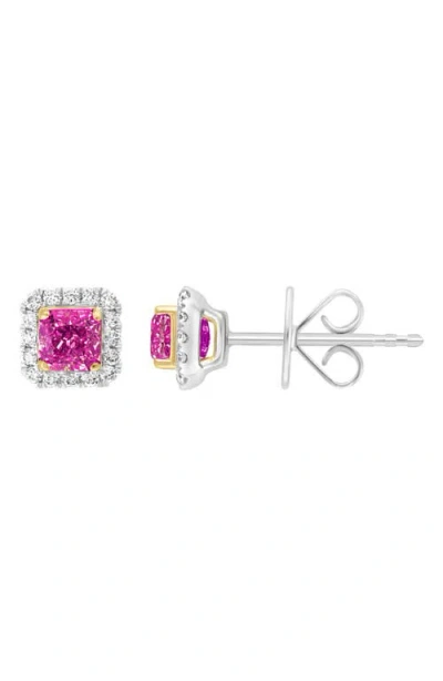 Effy Diamond Halo Ruby Stud Earrings In Multi