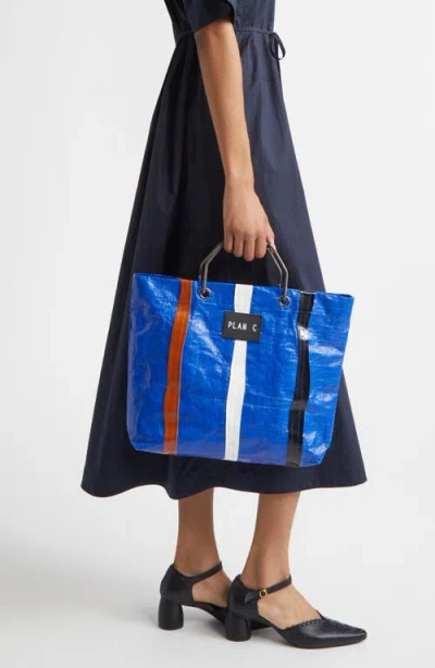 Plan C Stripe Shopper Tote In Blue