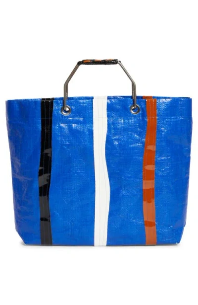 Plan C Stripe Shopper Tote In Blue