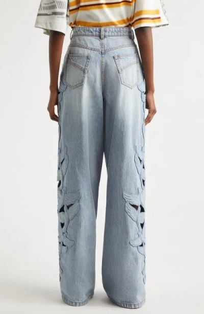 Zimmermann Alchemy Applique Relaxed Flare Jeans In Sea Foam In Blue