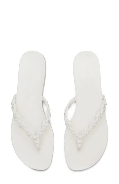 Tory Burch Flat Sandals Braided Strap Open Toe In White