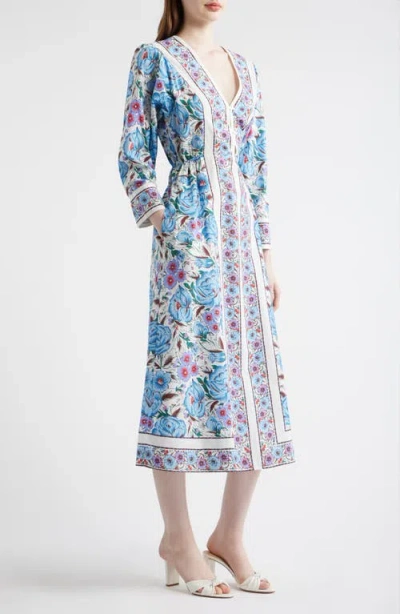 Cleobella Blanche Midi Dress In Blue, White, Pink, Multicolor