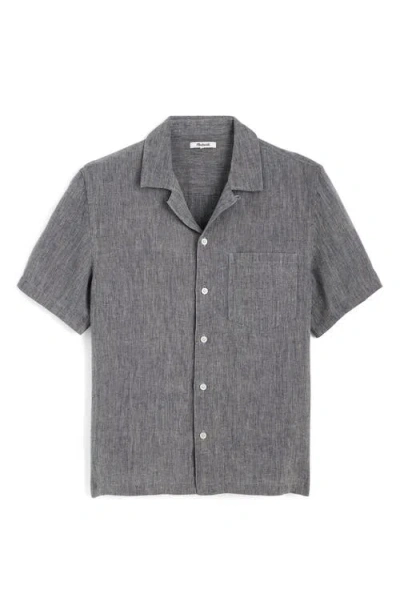 Madewell Short Sleeve Linen Top Dark Chambray In Gray