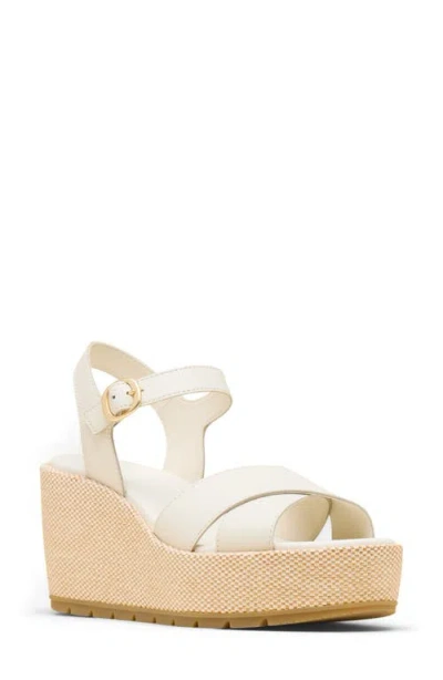 Sorel Sunpeak Ankle Strap Platform Wedge Sandal In White