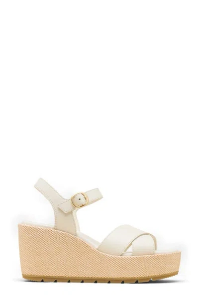 Sorel Sunpeak Ankle Strap Platform Wedge Sandal In White