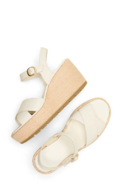 Sorel Sunpeak Ankle Strap Platform Wedge Sandal In White