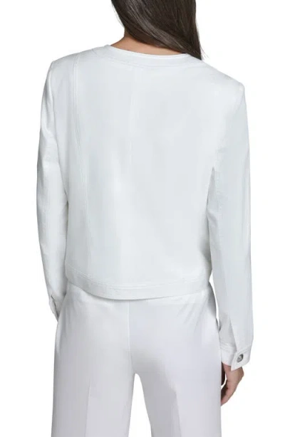 Karl Lagerfeld Collarless Bow Detail Jacket In White