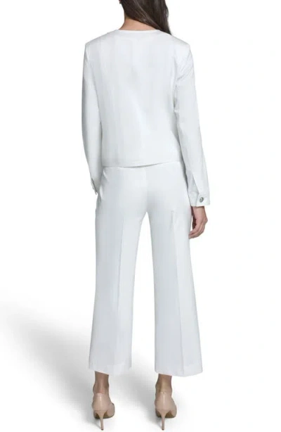 Karl Lagerfeld Collarless Bow Detail Jacket In White