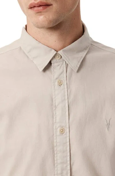 Allsaints Hawthorne Solid Stretch Cotton Button-up Shirt In Neutral