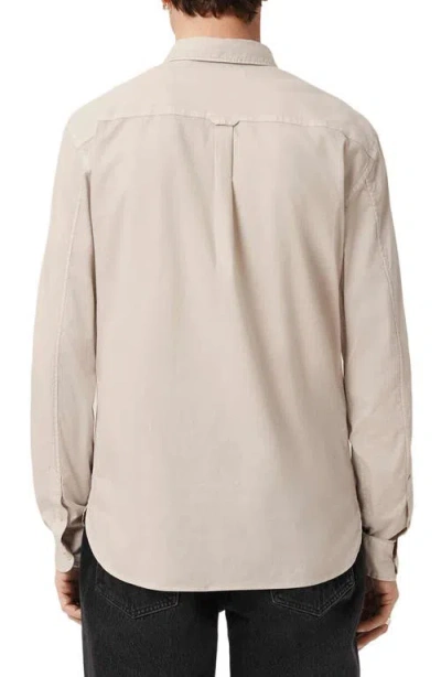 Allsaints Hawthorne Solid Stretch Cotton Button-up Shirt In Neutral